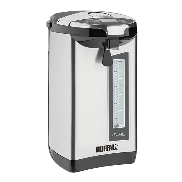 Buffalo Hands Free Electric Airpot 4.7Ltr - Coffee, Hot Drink Dispenser - Hands-free dispensing, Automatic Boil, Safety lock HF155