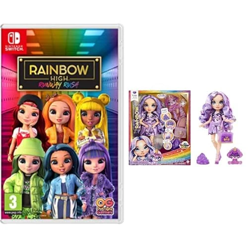 Rainbow High: Runway Rush - Switch + Rainbow High Fashion Doll with Slime & Pet - Violet (Purple)