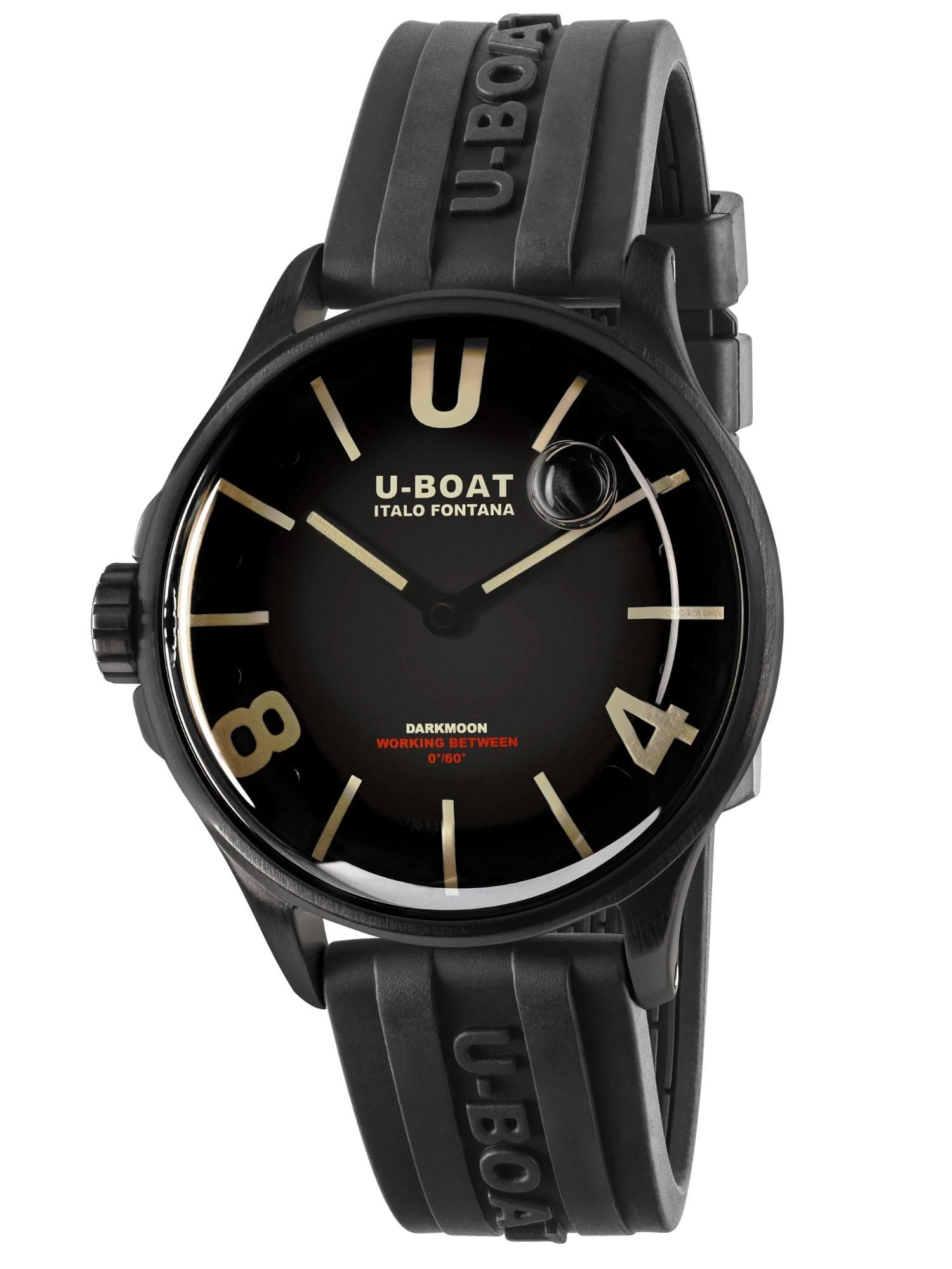 U-Boat Darkmoon 40 mm Black ipb Men's Analogue Quartz Watch with Rubber Strap 9019/A