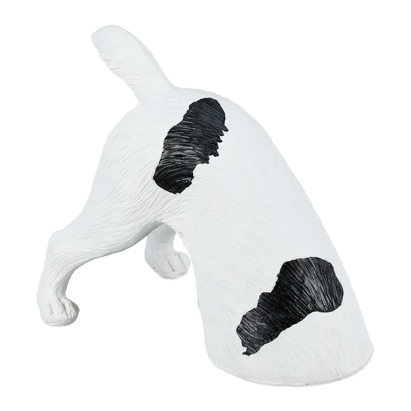 Relaxdays Figure Dog, Digging Terrier, HWD: 23 x 28 x 17 cm, Polyresin, Weatherproof Garden Decor, White/Black