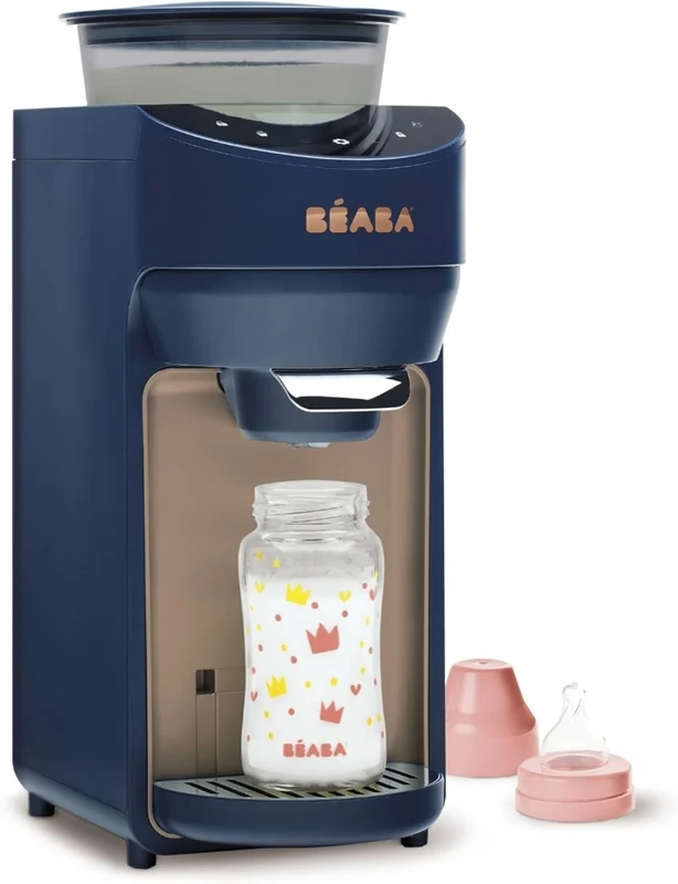 BÉABA, Bottle Warmer; Automatic and Instant Bottle Preparation in 20 Seconds Without Preheating, Mixing Dose Dispenses Milk, Choice of Temperature Between 22° and 70°, Milkeo Plus, Night Blue