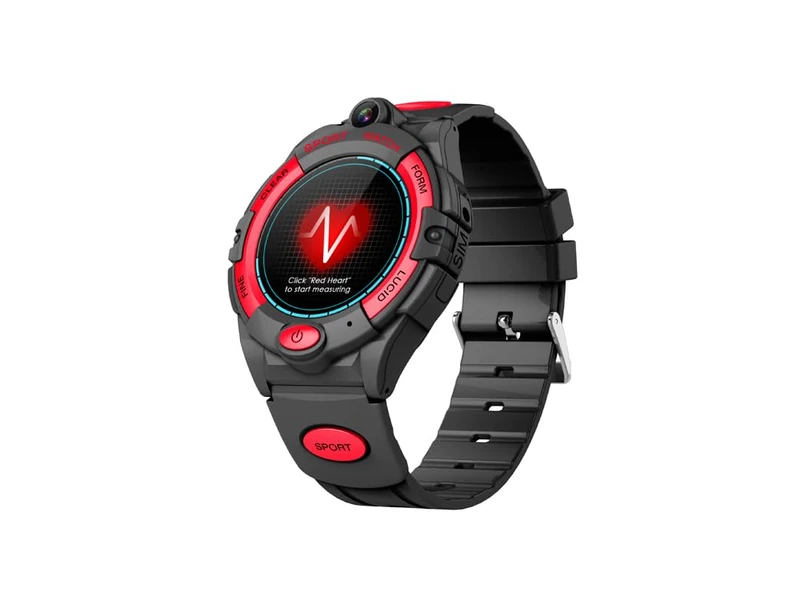 EKO ! Children's Smart Watch, Phone Smartwatch for Girls Boys with Calls, SOS Function, Pedometer, Health Monitor, Camera, Audio Playback, Alarm Clock, Children's Smart Watch (Black/Red)