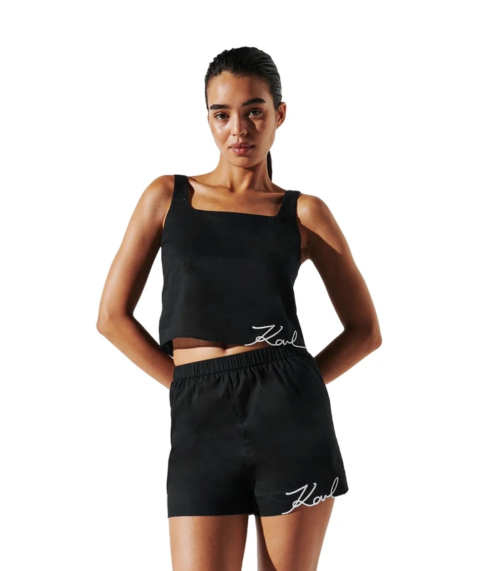 Karl Signature Crop Top, Black, M