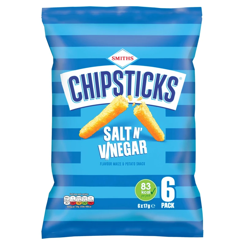Chipsticks Salt & Vinegar Multipack Crisps 6 x 17g
