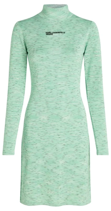 KARL LAGERFELD JEANS, Women's, Long Sleeve Knitted Logo Dress, Bodycon Fit, Blue, L