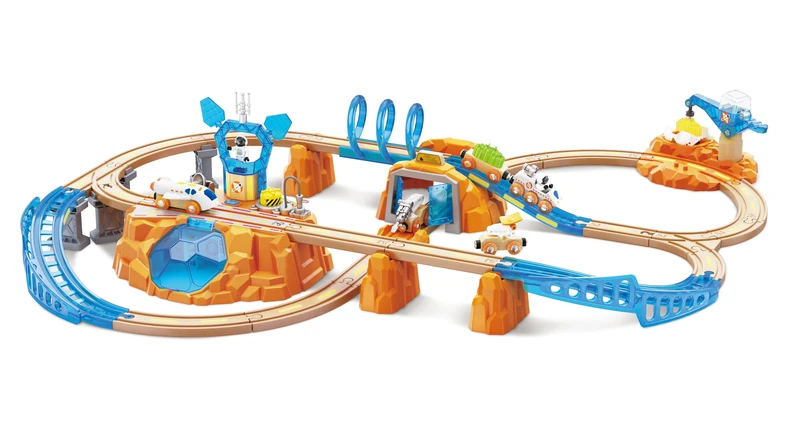 Hape Mars Exploration Rail Set, Space Train, Lights & Sounds, Glow-in-the-Dark, Ages 3+, Interactive Play