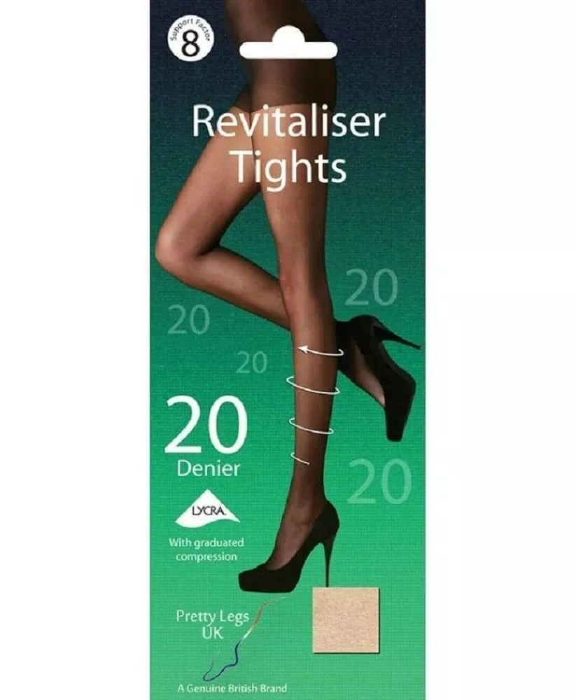 Ozmoint Ladies Revitaliser Tights - 20 Denier with Lycra by Pretty Legs - 2 Pairs (UK, Alpha, S, M, Regular, Regular, Nude)