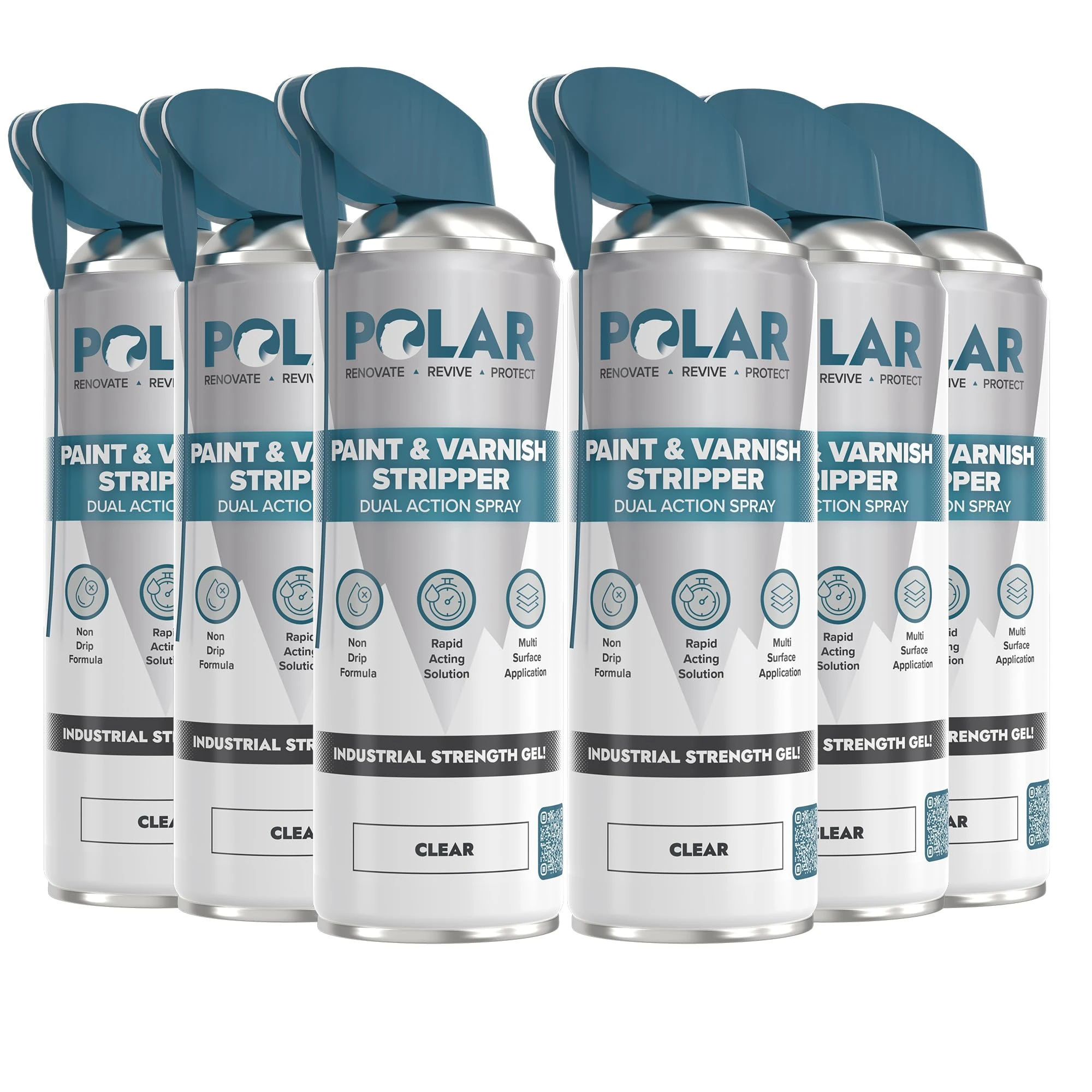 Polar Paint & Varnish Stripper Spray - 6 x 500ml | Industrial Strength Gel Removal for Paints, Varnishes & Other Stubborn Resides | Multi Surface Paint Stripper for Wood, Metal and Concrete
