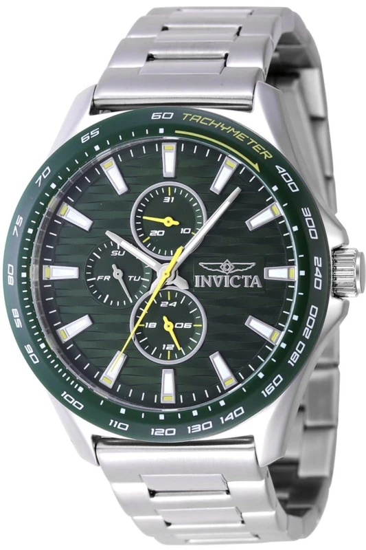 Invicta Racing 47549 Men's Watch - Waterproof - Analogue - Quartz Movement - Stainless Steel with Green dial - 44mm