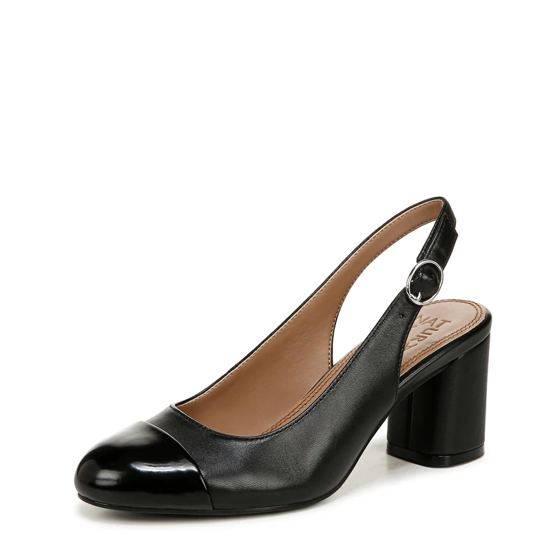 Naturalizer Women's Court Shoes - Sophie Slingback, Black Leather, UK 4, Wide Fit