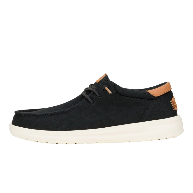 HEYDUDE Paul Canvas Men's Slip-On Loafer Shoes, Black, 13 UK