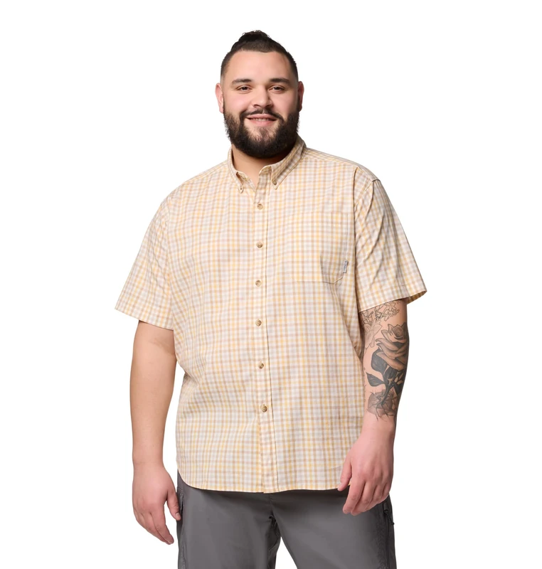 Columbia Men's Rapid Rivers II Short Sleeve Shirt, Sand Dune Multi Gingham, X-Large