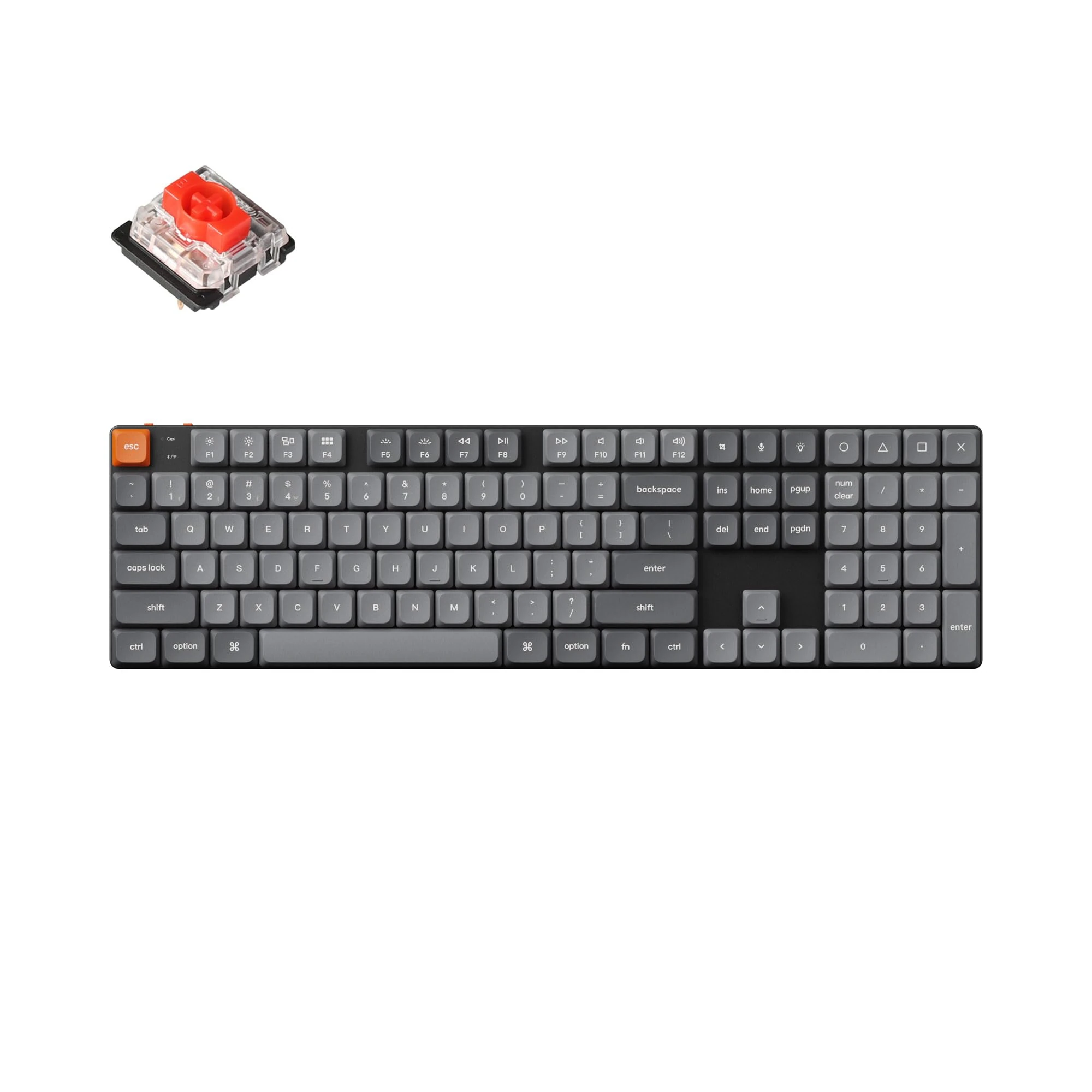 Keychron K5 Max Ultra-Slim Wireless Custom Mechanical Keyboard, QMK/VIA Programmable Bluetooth/2.4 GHz/Wired with White Backlight, Low Profile Gateron Red Switch, PBT Keycaps for Mac Win, ANSI Layout
