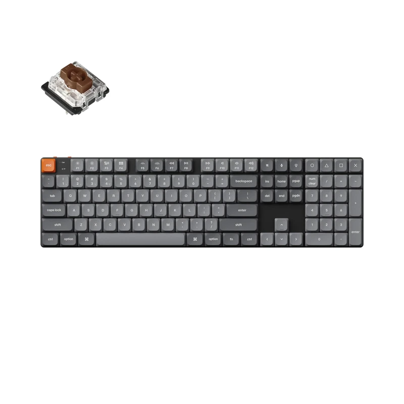 Keychron K5 Max Ultra-Slim Wireless Custom Mechanical Keyboard, QMK/VIA Programmable 3-Mode Bluetooth/2.4 GHz/Wired with White Backlight Low Profile Gateron Brown Switch for Mac Win Linux, ANSI Layout
