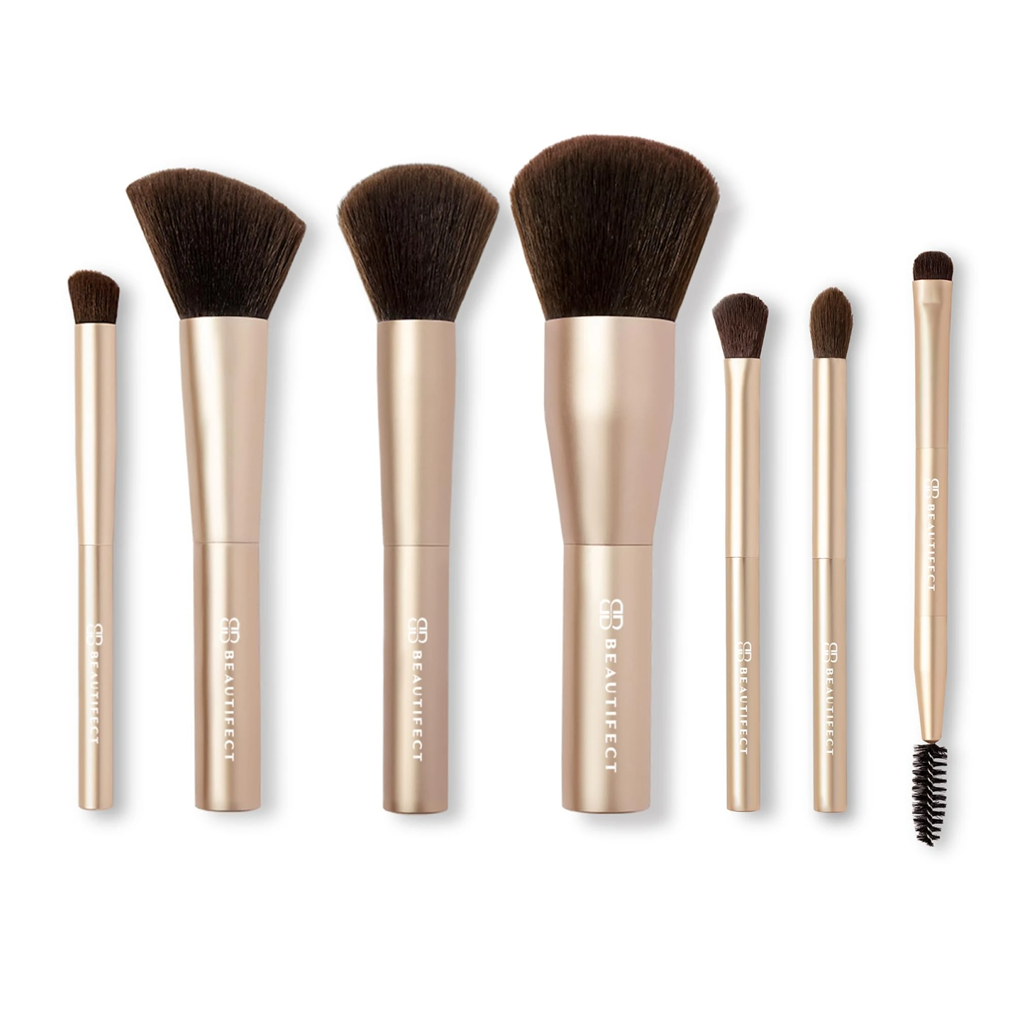 Beautifect Professional Brush Collection - Ergonomical Makeup Brushes Set With 8 Brush Heads for Face and Eye Application