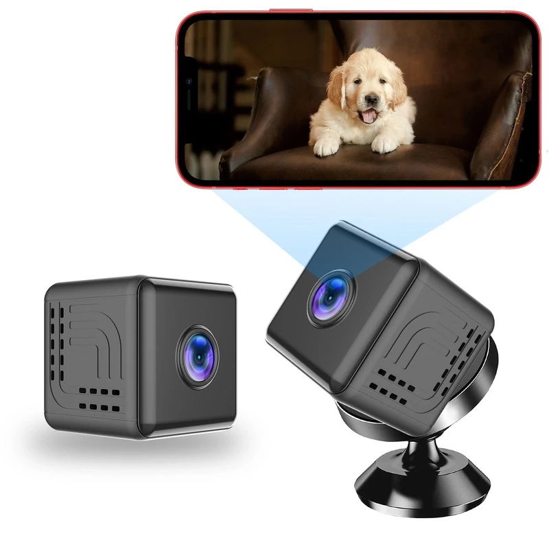 Cuifati 1080P Full HD Mini Camera, Compact Design Motion Detection and Dark Night Mini Camera with Intelligent Volume Adjustment, Remote Monitoring for Indoor Outdoor
