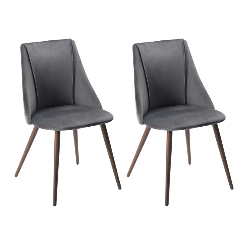 39F FURNITURE DREAM Set of 2 Mid Century Dining, Large Chairs with Accents Soft Velvet Backrest, Metal Legs for Kitchen, Living Room, Fabric, Green, 52.5 x 49.5 x 83 cm - Image 1