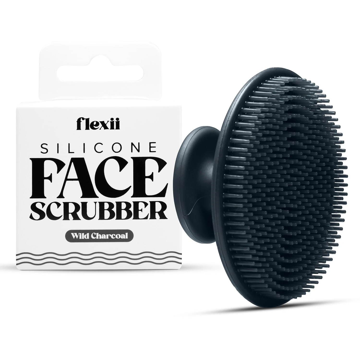 flexii® Silicone Face Scrubber - Gentle Face Scrubber for Sensitive Skin, Face Wash Brush, Facial Cleansing Tool, Baby Hair Brush, Soft Facial Exfoliator for Men and Women - Charcoal