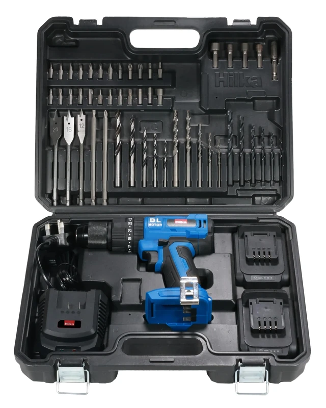 Hilka PTLBD1822 18V Li-ion Brushless Combi Drill with Two 2.0Ah Batteries & 50 PCE Accessories