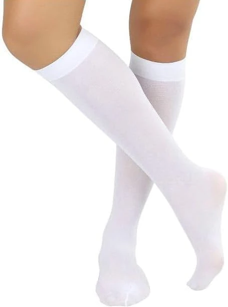COSHAL® 3 Womens Pop Socks Knee High Trouser Socks Opaque Nylon Microfibre Girls Trouser Pop Sock's Ladies’ Trouser Sock Breathable with Comfort Top One Size Pop sox White
