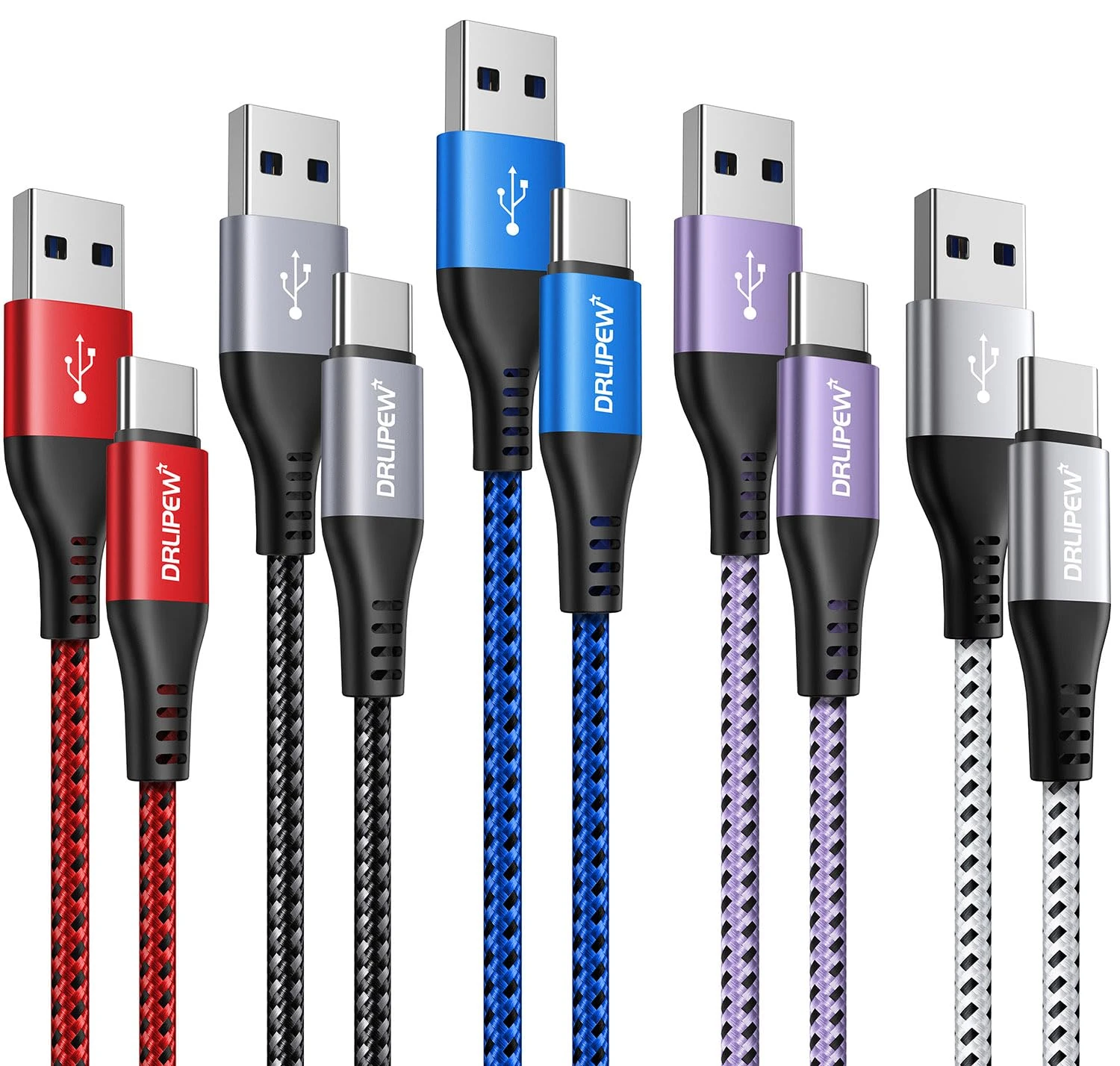 USB C Charger Cable 1M 5Pack USB to USB Type C Cable Fast Charging Nylon Braided for iphone 15 Pro Max, Samsung Galaxy S20 S21 S22 S23 S24 Plus Ultra S10 S9, Note 20 10 9 8, Redmi, Google Pixel, HTC
