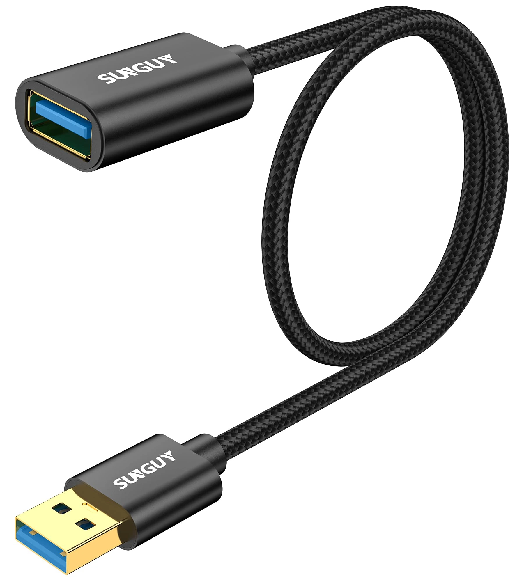 SUNGUY USB 3.0 Extension Cable USB 3.0 Male to Female Extender Lead 5Gbps Compatible with External Hard Drive, Printer, Scanner, Oculus Rift, Card Reader, Fan Cooler-Black, 0.5m