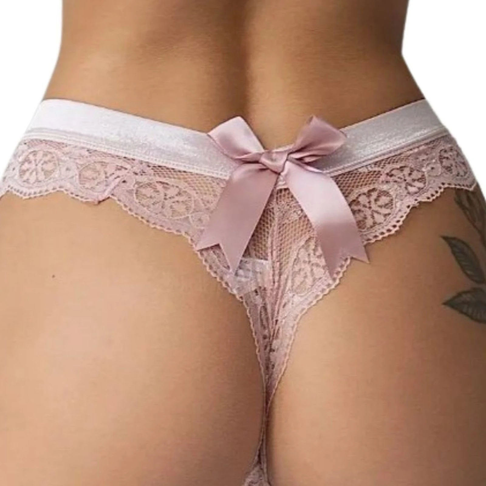 ROSVAJFY Women's Sexy Sheer Lace Thongs Soft Panties Bowknot Ladies Transparent Low Waist G-String Cheeky Underwear Stretchy Knickers (UK, Alpha, S, Regular, Regular, Pink)