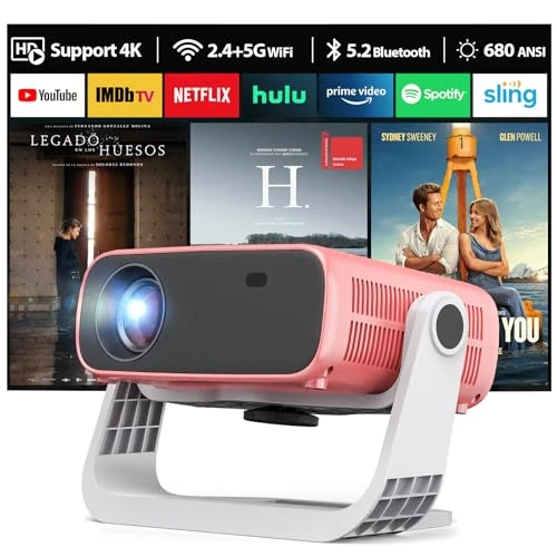 Wielio 2025 New Smart Projector Built-in Apps, Android 11, Native 1080P 4K Supported WiFi 6 Bluetooth 5.2, 680 ANSI, Low Fan Noise (<30dB), Home Cinema Projector for iOS/Android/PS5