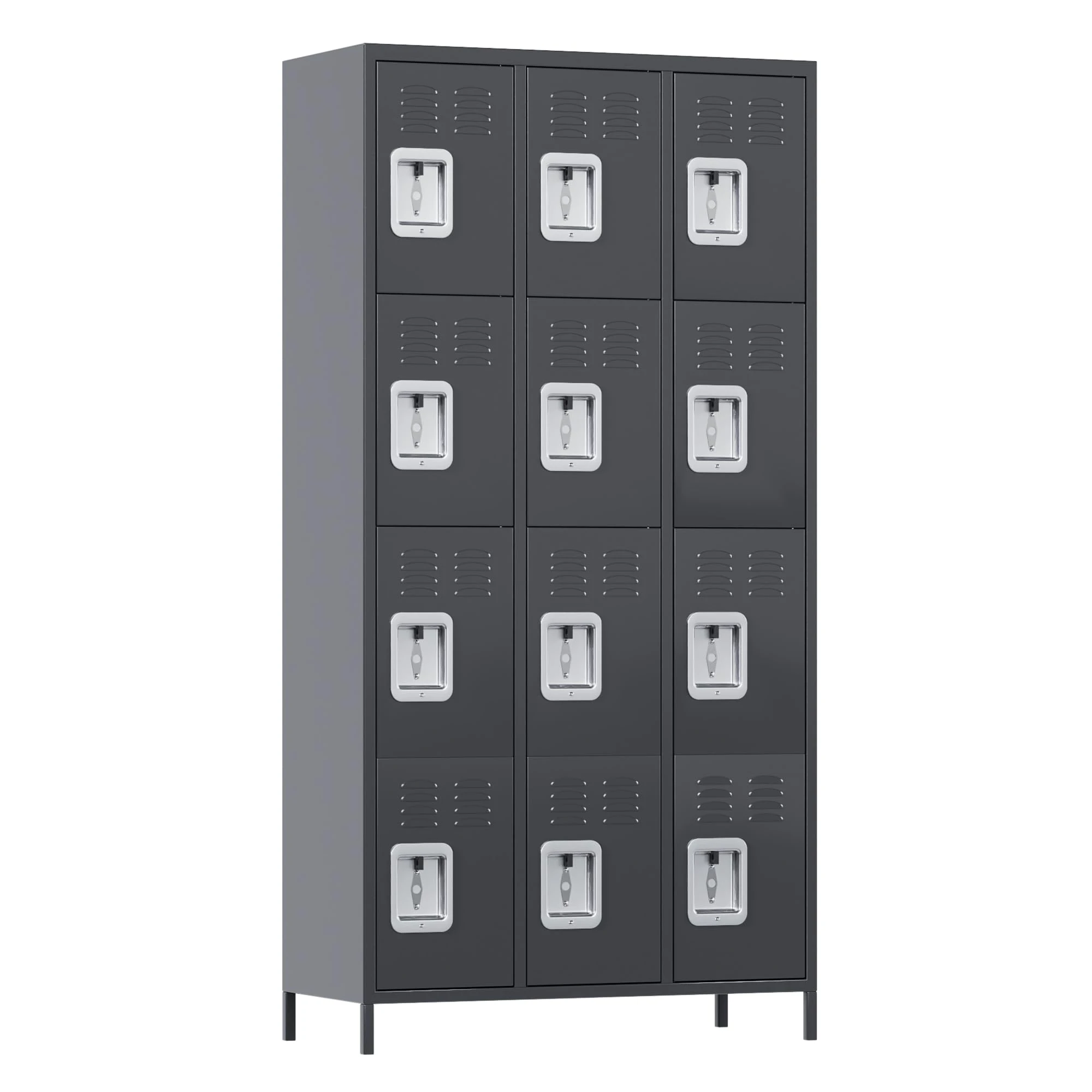 SUPEER Storage Locker Combination, 9 Doors Industries Metal Locker with 12 Hooks for School Office Gym Home Employees Staff Sundries Room W35.43*D15.7*H72(Dark Gery)