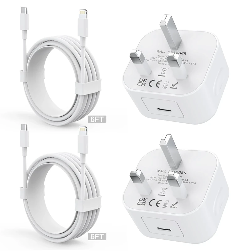 for iPhone Charger MFi Certified 20W USB C Fast Charger 2 Pack with 6FT Lightning Cable Compatible with iPhone 14/13/12/11 Pro Max/SE/XS/XR/8 Plus & More