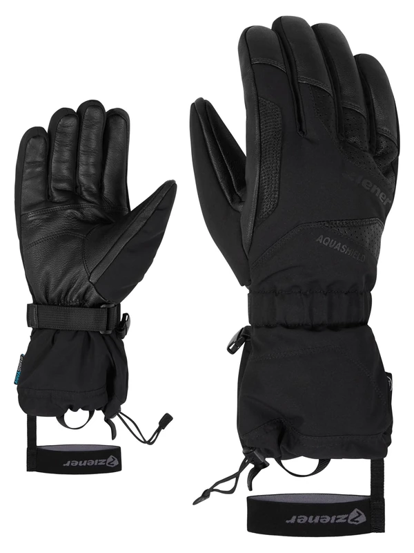Ziener Men's GAIKU Ski Gloves/Winter Sports Waterproof Long Cuff Wool Black 10