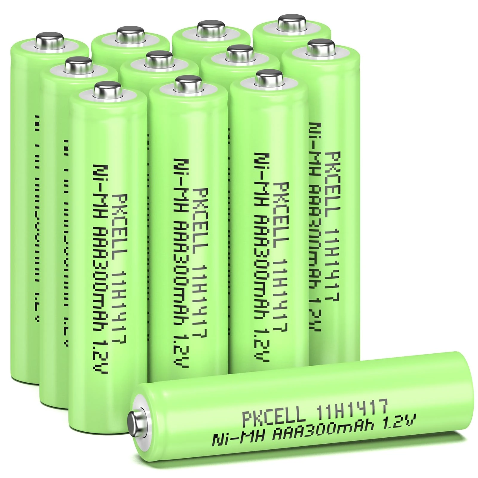 PKCELL 12Pcs Rechargeable AAA Battery,300mAh Ni-MH Battery,Pre-Charged Battery for Garden Solar Light Lamp
