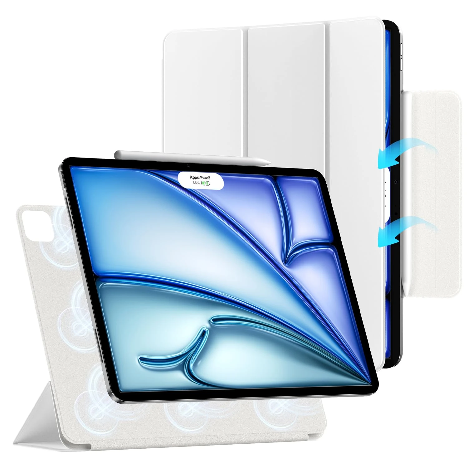 ZtotopCases for iPad Air 13 Inch Case M3/M2(2025/2024),iPad Pro 12.9 Case 6th/5th/4th Generation 2022/2021/2020,Powerful Magnetic,Ultra Slim Lightweight,Folding Stand case with Auto Wake/Sleep, White