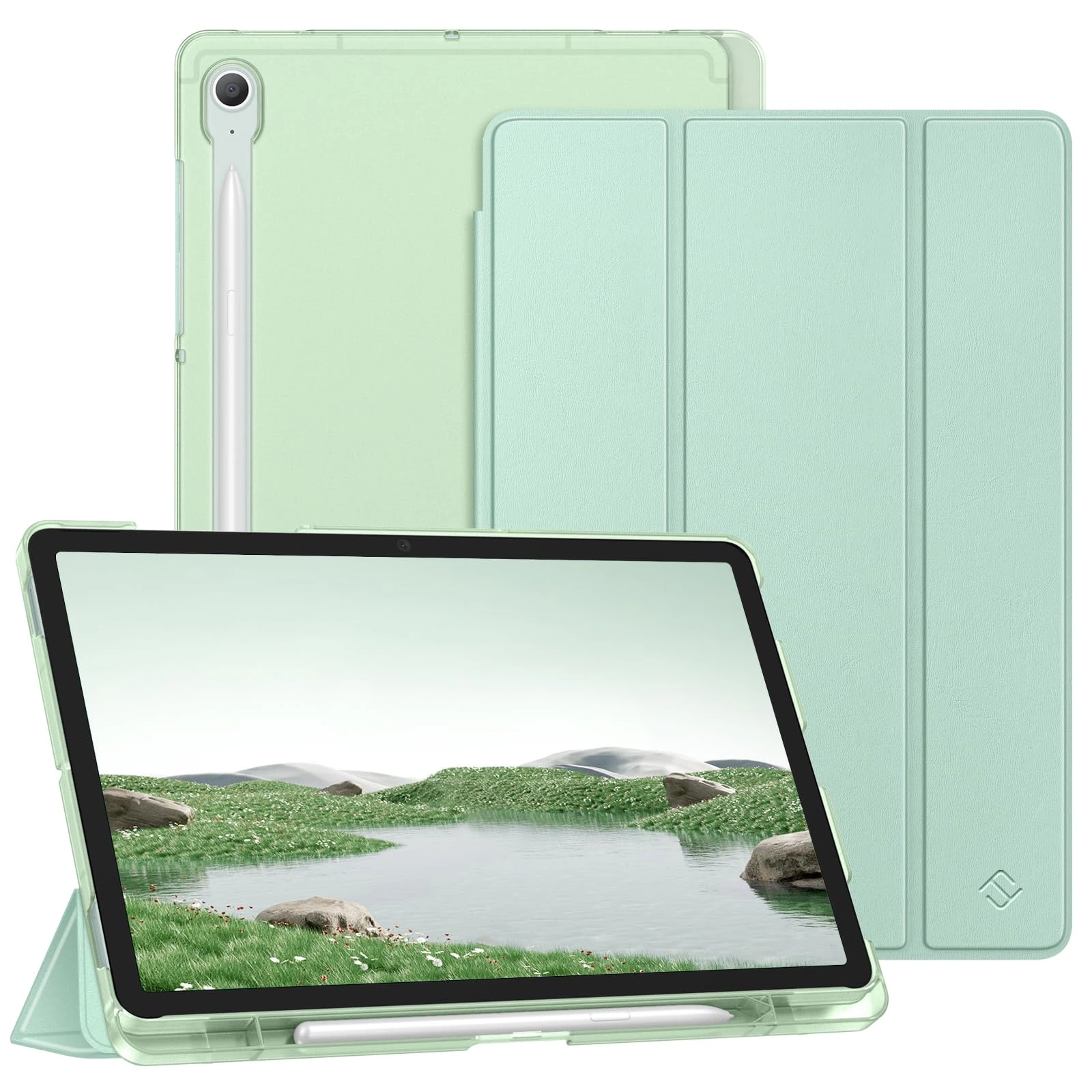 FINTIE SlimShell Case for Samsung Galaxy Tab S10 Lite/ S10 FE 2025/ S9 FE 10.9 Inch/ S9 11 Inch Tablet with Pen Holder, Tri-Fold Stand Translucent Back Cover with Auto Wake/Sleep, Mint
