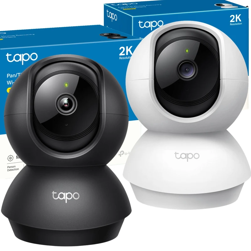 Tapo Indoor Camera for Security, Wifi Camera, 2K 3MP, 360° Baby and Pet Monitor, CCTV, Smart Motion Detection & Tracking, Night Vision, Works with Alexa & Google Home, Elegance White & Black (2 Pack)