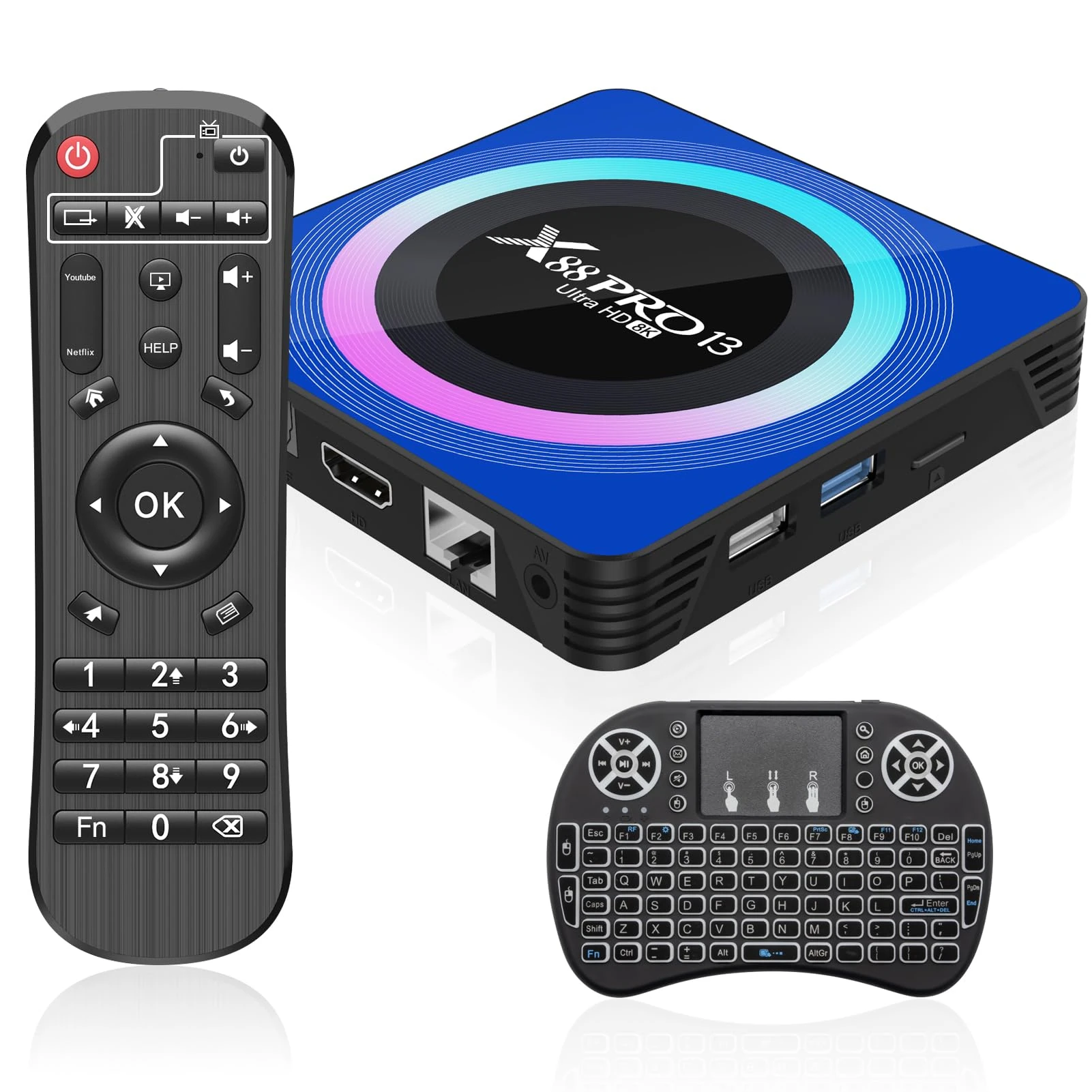 Android 13.0 TV Box, 4GB RAM 32GB ROM Android tv boxes supports 8K HDR+, with RK3528 Quad-Core 64bit Cortex-A53, Android box for Dual WIFI +5.0 Bluetooth DLNA, with Mini Keyboard