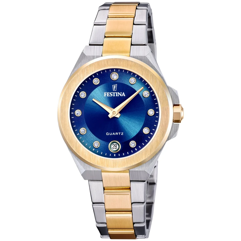 Festina Ladies Gold PVD-Plated Steel Watch with Zirconia Sets and Bracelet F20702/3