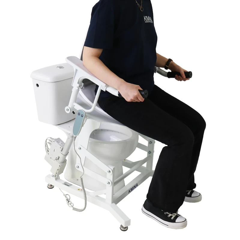 KMINA Electric Toilet Seat Raiser with Handles, Toilet Frame for Disabled and Elderly, Raised Seat with Handles, Tilting Lifter, Lifting Aids WC