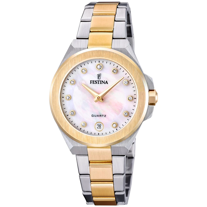 Festina Ladies Gold PVD-Plated Steel Watch with Zirconia Sets and Bracelet F20702/1