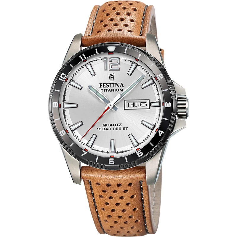 Festina Mens Titanium Watch with Leather Strap F20699/1
