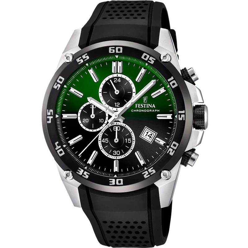 Festina Mens Stainless Steel Chronograph Watch with Rubber Strap F20330/B