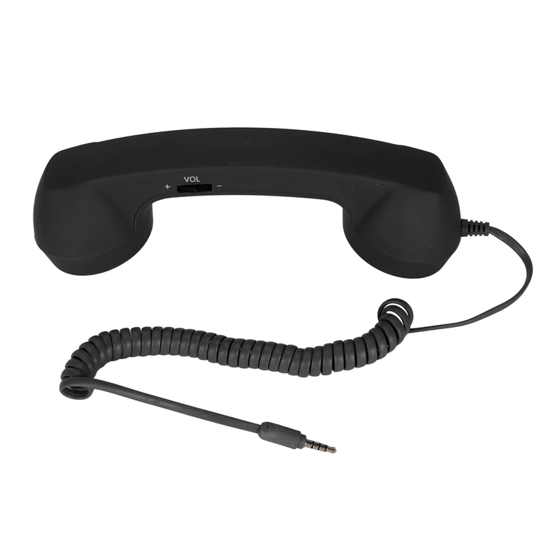 Denash Retro Mobile Telephone Handset, USB C Vintage Wired Cell Phone Handset with 3.5mm Jack, Handheld Laptop Headphones Computer Headset for Comfortable Calling (Black)
