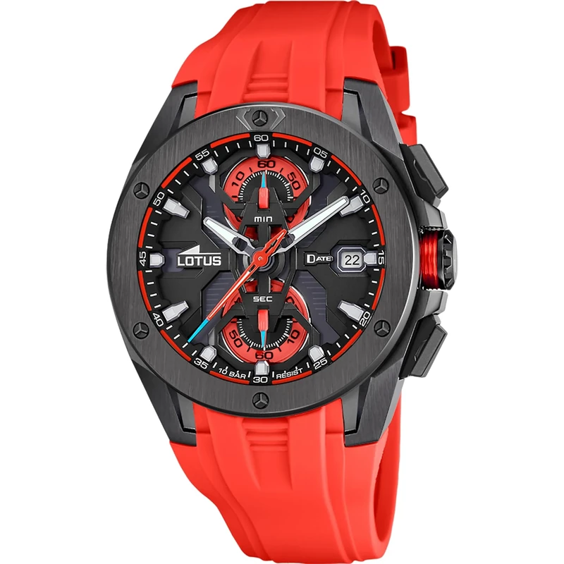Lotus Mens Chronograph Steel Watch with Rubber Strap 18943/5