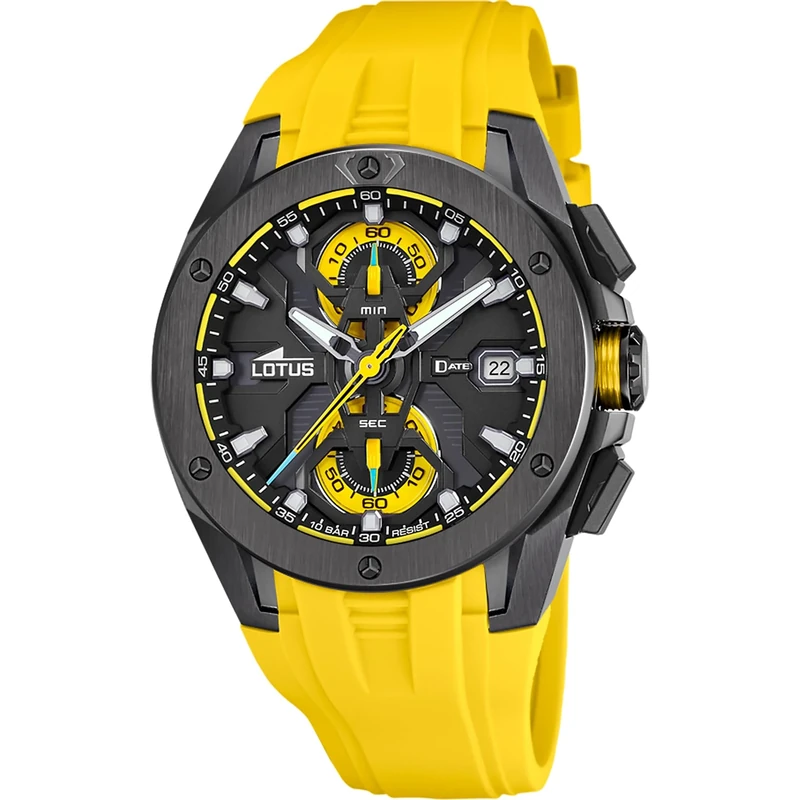 Lotus Mens Chronograph Steel Watch with Rubber Strap 18943/1
