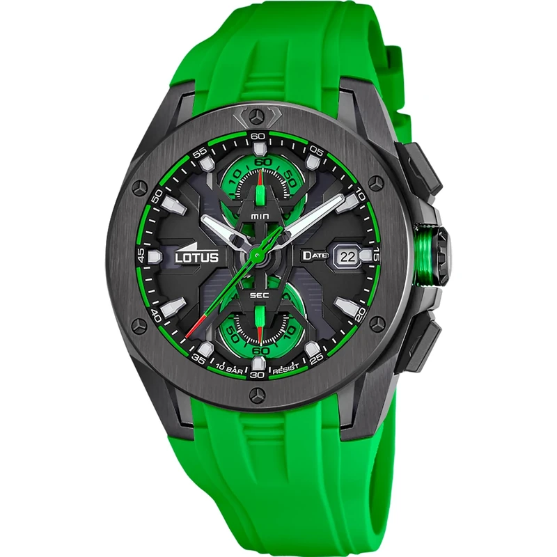 Lotus Mens Chronograph Steel Watch with Rubber Strap 18943/4