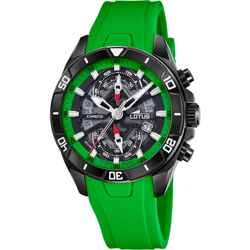 Lotus Mens Chronograph Steel Watch with Rubber Strap 18945/4