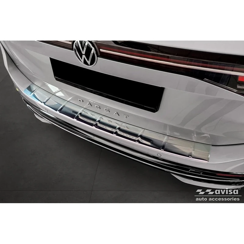 Avisa Stainless Steel Rear bumper protector compatible with Volkswagen Passat Variant (CJ5) 2023- 'Ribs'