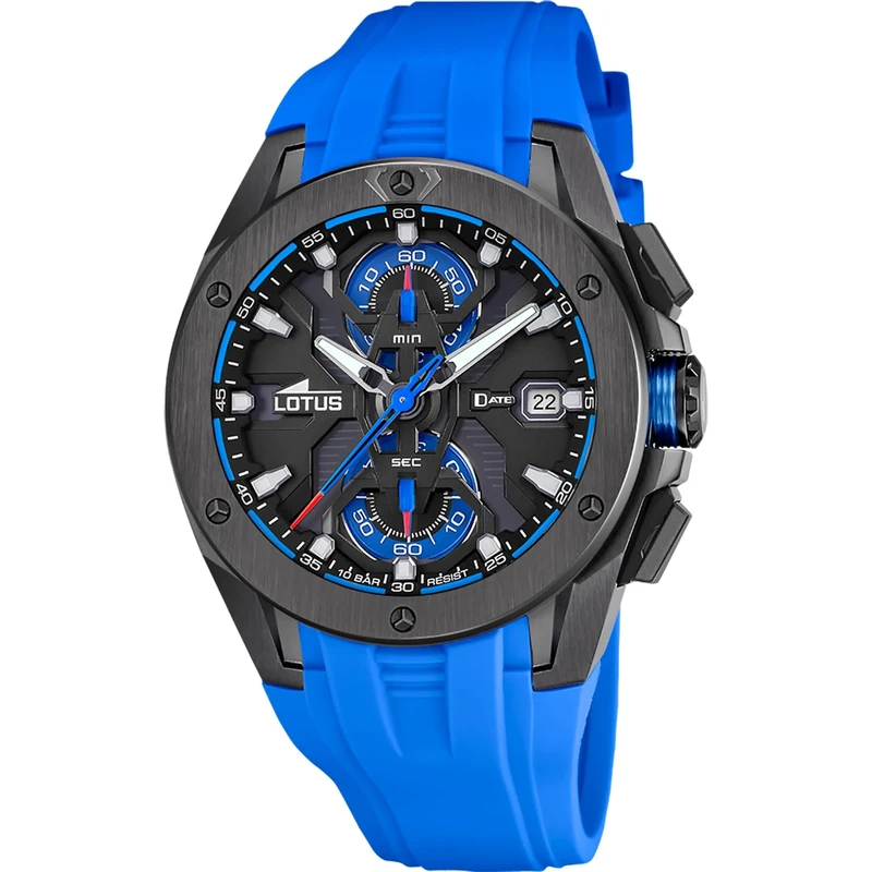 Lotus Mens Chronograph Steel Watch with Rubber Strap 18943/2