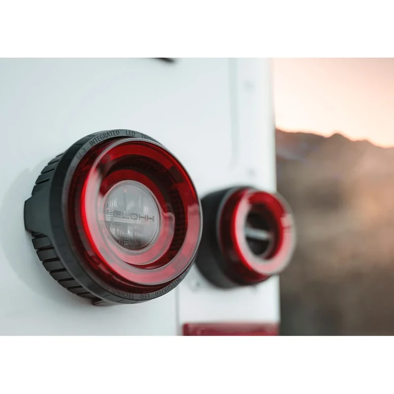 Glohh GL-2 LED Tail Lights compatible with Landrover 90/110 1983-1990 & Defender (LD) 1990-2016 - Red/Smoke (6-pieces)