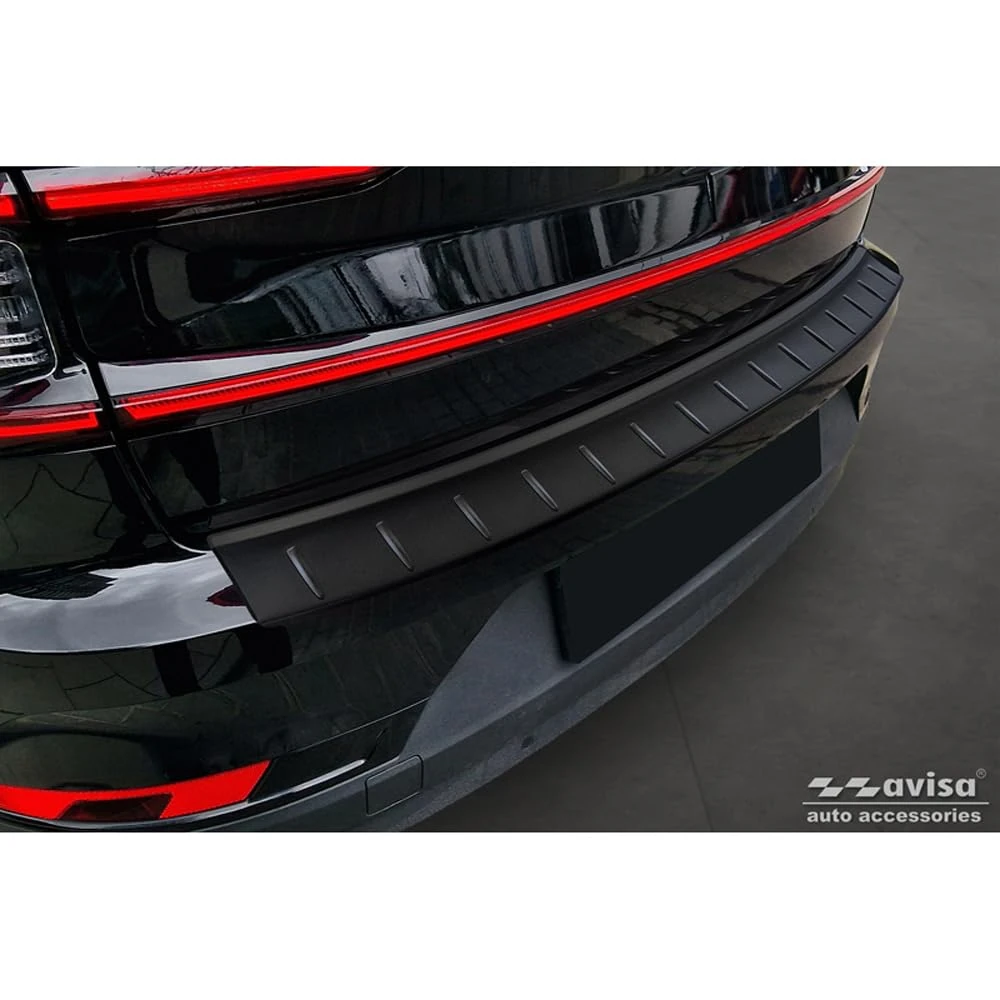 Avisa Matt Black Stainless Steel Rear bumper protector compatible with Polestar 2 2019-2023 & Facelift 2023- 'Ribs'